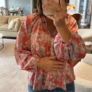 Evereve Coral Floral Blouse
